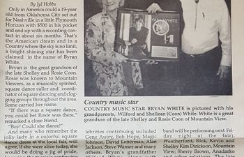 Newspaper clipping from an Oklahoma newspaper from 1996, the year his first album went platinum