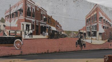 Drumright Street Scene of 1920 Mural