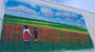 Friends Walking Hand-in-Hand Mural