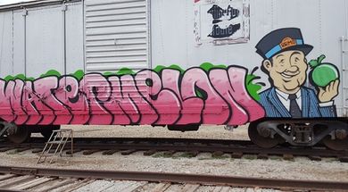 Watermelon Boxcar Mural