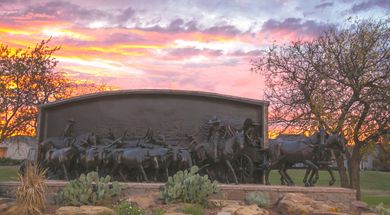 On the Chisholm Trail bronze monument created by Oklahoma artist Paul Moore