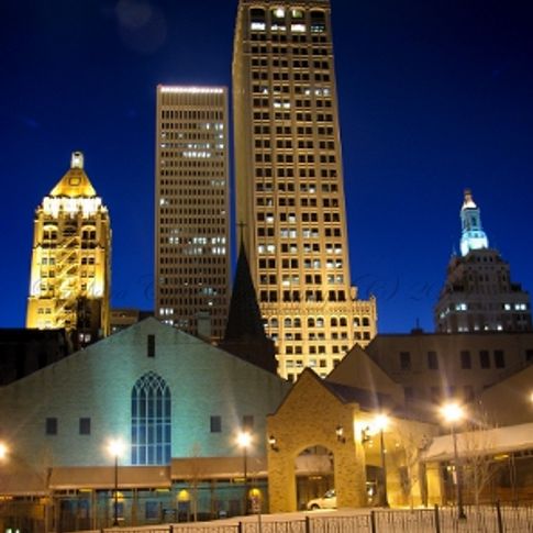 A view of downtown Tulsa skyline from Detroit Avenue.