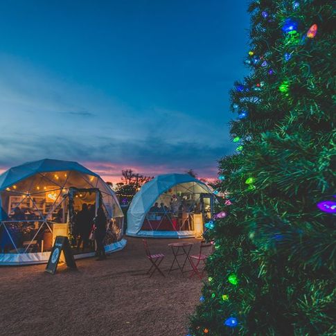 The Holiday Pop-Up Shops in Oklahoma City feature geodesic domes perfect for holiday shopping.
