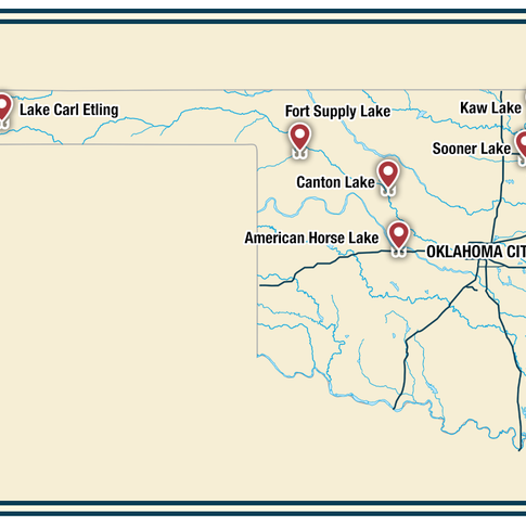 Enjoy diverse fishing opportunities at five standout lakes in northwestern Oklahoma.