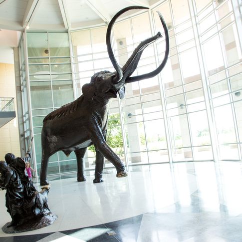 This colossal sculpture greets visitors to the the Sam Noble Museum.