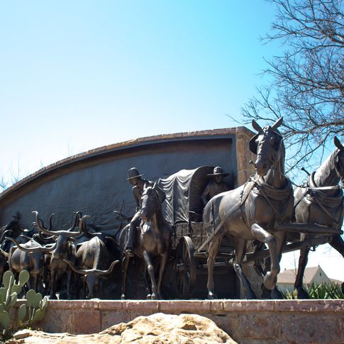 "On the Chisholm Trail" is a a life-size tribute to the American cowboy and cattle drive at the Chisholm Trail Heritage Center in Duncan.