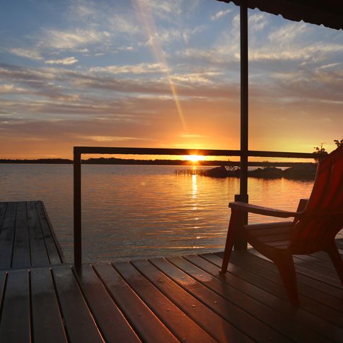 Enjoy a rustic stay right on the water with Lake Murray Floating cabins.