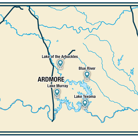 Visit south-central Oklahoma for excellent fishing in the area's lakes and rivers.