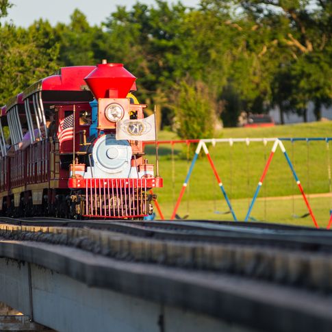 All aboard a fun train ride at Enid's Meadowlake Park.
