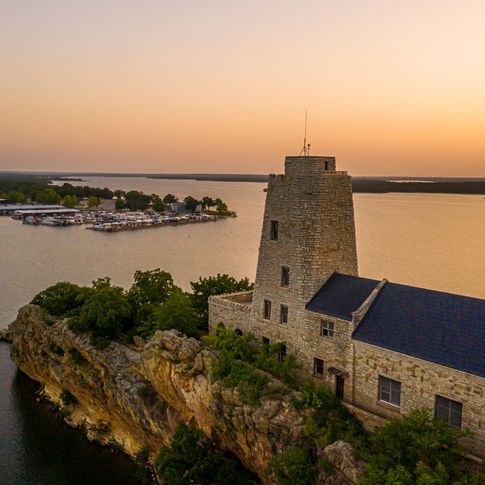 Tucker Tower in Lake Murray State Park makes a beautiful backdrop for a boat ride at sunset.