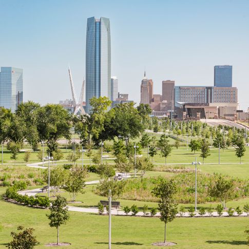 Scissortail Park in Oklahoma City regularly hosts festivals, events and provides an incredible view of the skyline downtown.