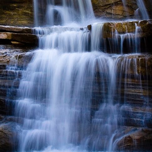 The spillway from Lake Bluestem creates wonderful cascades in Pawhuska.
