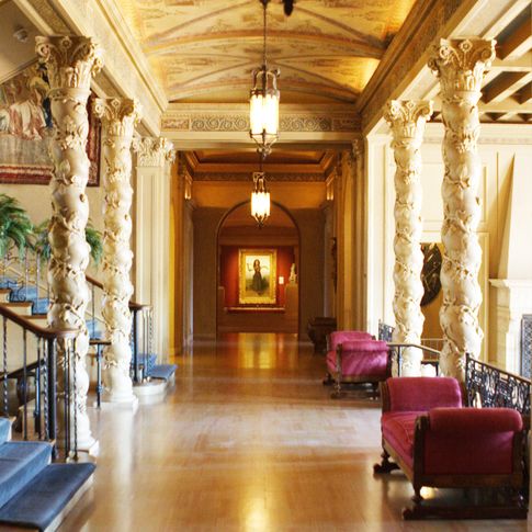 The Philbrook Museum of Art&#039;s hallway on the main floor is lined with art galleries and stunning architecture.