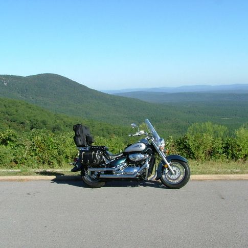 A view from one of the vista turnouts on the Talimena Skyline Drive in southeastern Oklahoma.  This scenic route draws motorcycle enthusiasts from across the country who enjoy its winding curves.