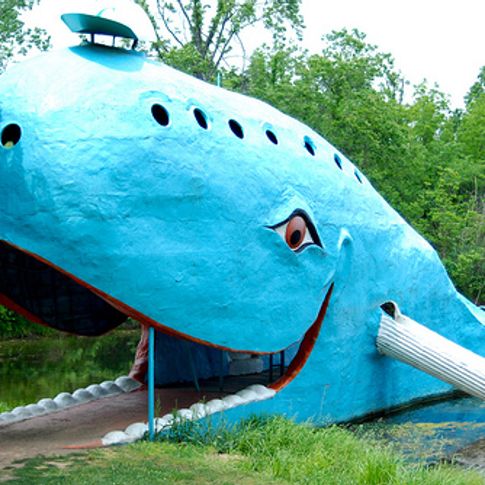 Catoosa&#039;s Blue Whale is one of the most recognizable Route 66 roadside icons and is featured in guidebooks around the world.  Once a favorite swimming hole, the site now offers a nostalgic photo-op along the Mother Road.