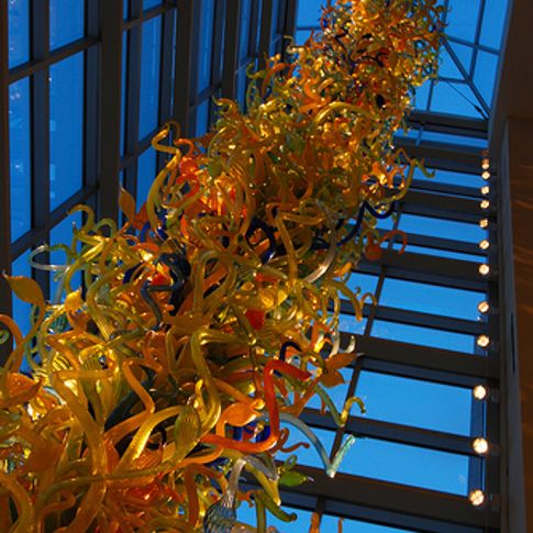 The Oklahoma City Museum of Art features the world&#039;s tallest Dale Chihuly tower.  Standing 55-foot tall, this glass tower graces the entrance to the museum.