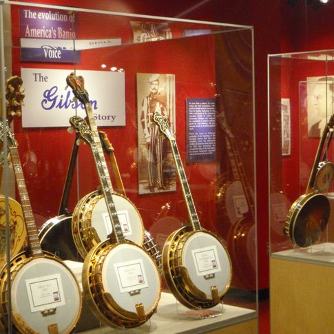 Step inside the American Banjo Museum in Oklahoma City's Bricktown Entertainment District for a look at ornate instruments.