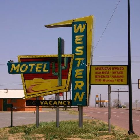 The Western Motel in Sayre has an eye-catching sign that hearkens back to Route 66's heyday.
