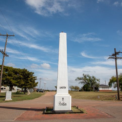 Langston is one of only two Oklahoma locations with an original Ozark Trail obelisk.