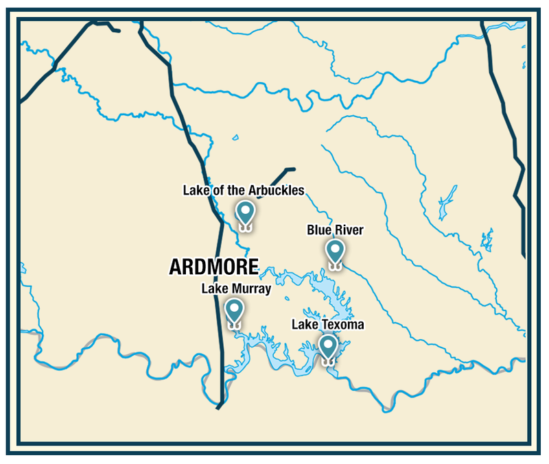 Blue River Fishing Map Oklahoma Fishing Trail - South-Central Loop | Travelok.com - Oklahoma's  Official Travel & Tourism Site