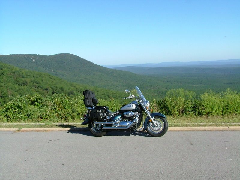 A view from one of the vista turnouts on the Talimena Skyline Drive in southeastern Oklahoma.  This scenic route draws motorcycle enthusiasts from across the country who enjoy its winding curves.