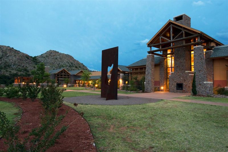 Quartz Mountain State Park near Lone Wolf overlooks Lake Altus-Lugert.