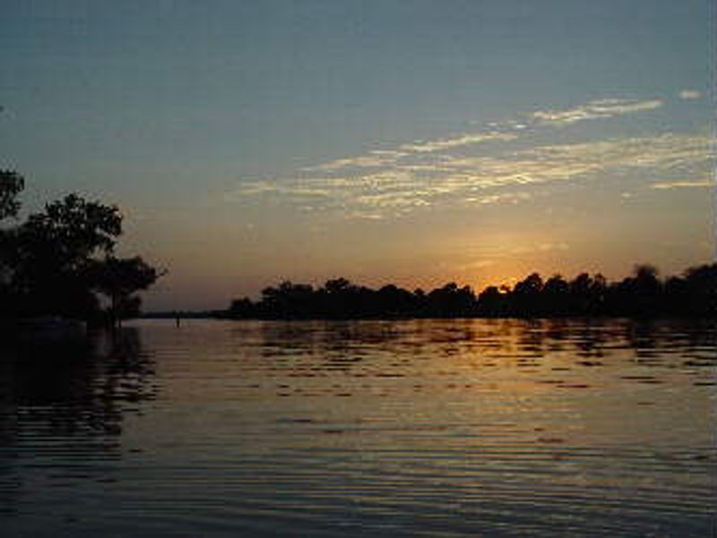 Sunset over the the lake at Fort Cobb State Park.