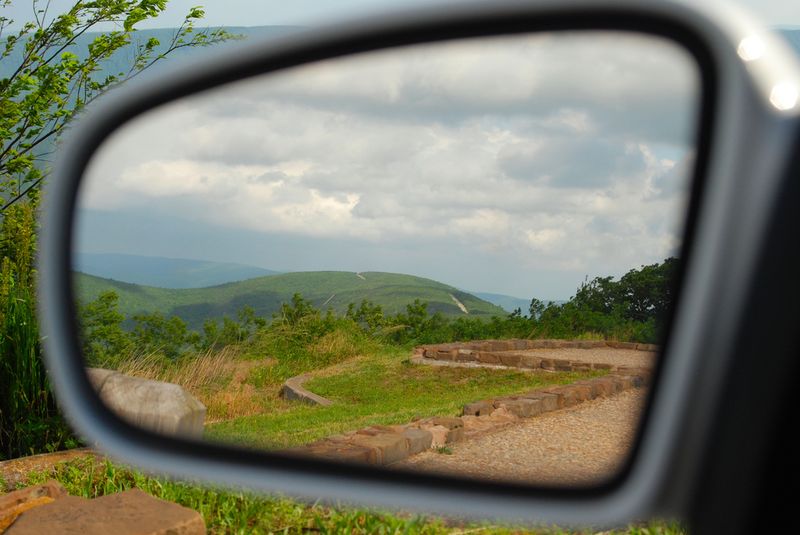 The Talimena National Scenic Byway provides many turnouts to take in the views of the Kiamichi Mountains and Ouachita National Forest in southeastern Oklahoma.
