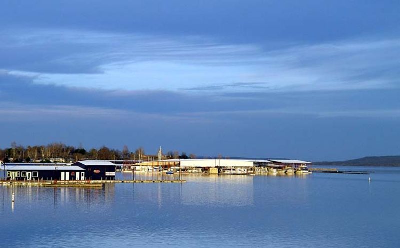 Evening light sets the Eufaula Cove Marina aglow.
