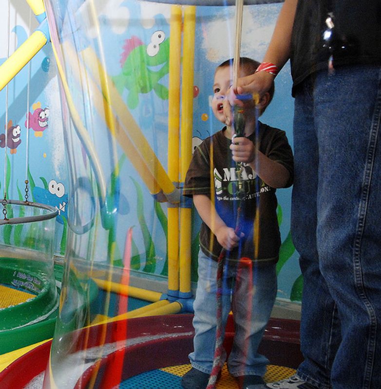 Kids play to learn at the Jasmine Moran Children's Museum in Seminole.  Little ones can try out several careers from being a newscaster to presiding over a trial as a judge.  Or, they can just have fun like encapsulating themselves in a giant bubble.