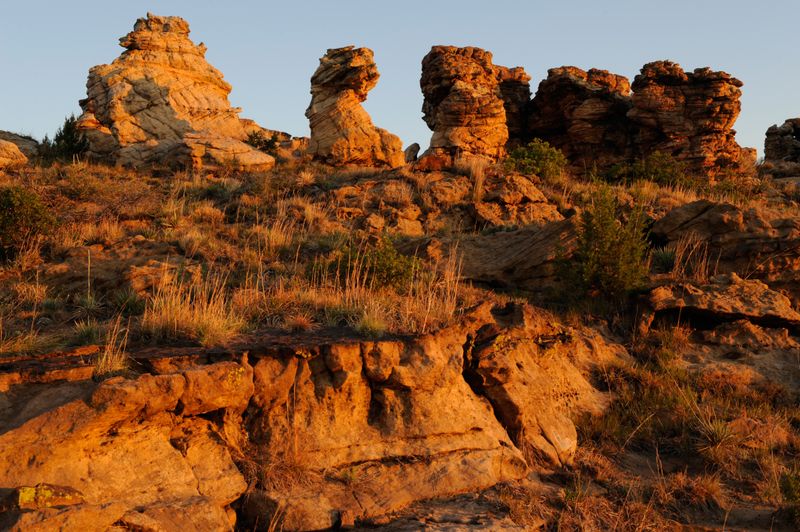 Dramatic rock formations can be found in the area surrounding Black Mesa State Park in northwest Oklahoma.