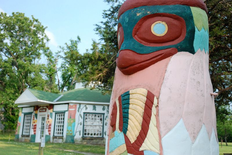 On the National Register of Historic Places, Totem Pole Park in Chelsea provides an opportunity for visitors to view the world's largest concrete totem pole while traveling Route 66.