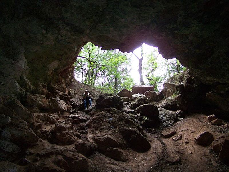 At Alabaster Caverns State Park guests can take a tour of the main caverns, or hike to wild caving areas and spelunk on their own.  This shot was taken from inside Owl Cave, one of the wild caves.  The park is located near Freedom in northwestern Oklahoma.