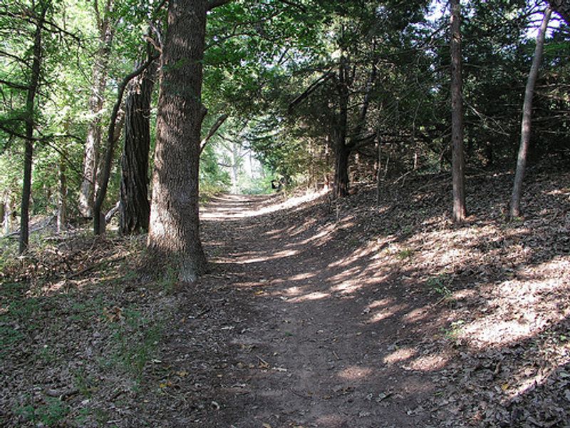 A trail at Boiling Springs State Park near Woodward leads hikers through hardwood forests and along spring-fed creeks.