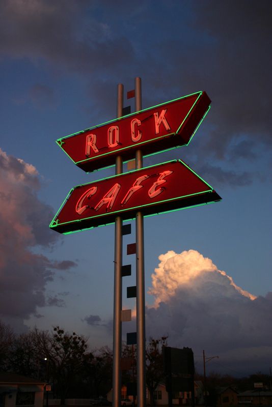 The Rock Cafe is a Route 66 icon found in most international Route 66 guidebooks.  The diner is so synonymous with Route 66 that the owner Dawn Welch served as inspiration for the character Sally Carrera in the popular Disney/Pixar animated film, "Cars."