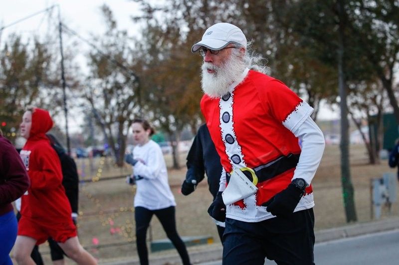 Runners at the Chill Your Cheeks 5K are encouraged to wear their festive holiday gear.