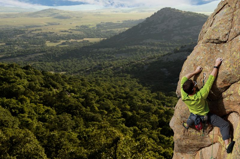 Embark on an extreme Oklahoma adventure by climbing Mount Scott in Lawton.