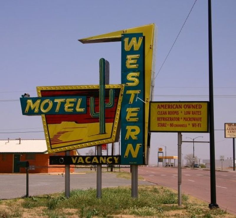 The Western Motel in Sayre has an eye-catching sign that hearkens back to Route 66's heyday.