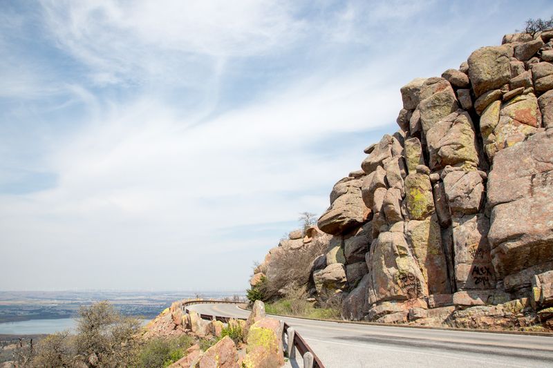 Make the steep climb up Mt. Scott Service Road and enjoy fantastic views of the Wichita Mountain Wildlife Refuge at the top.