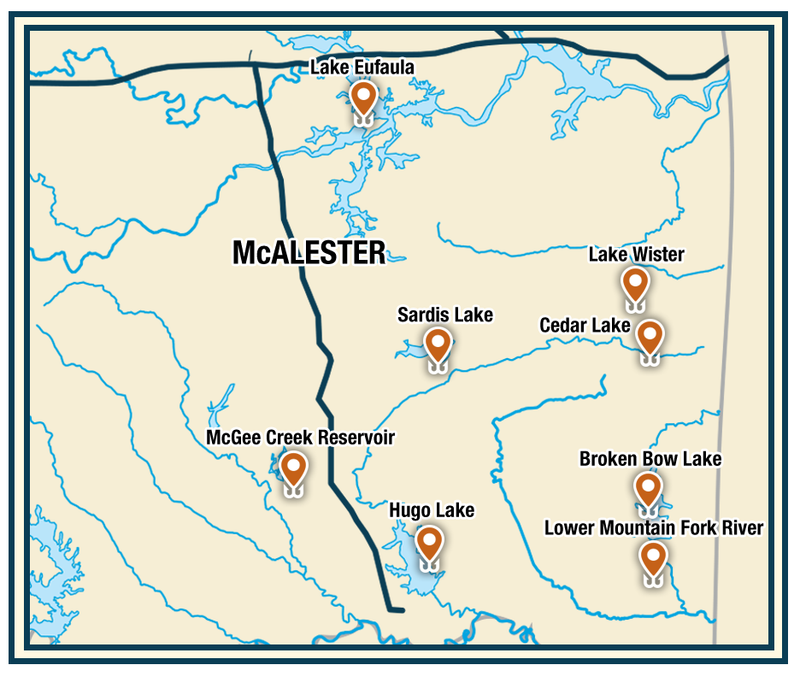 Discover some of the best Oklahoma fishing areas in these Oklahoma Fishing Trail Southeastern Loop destinations.
