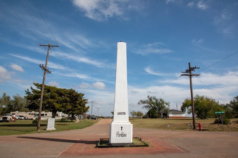Langston is one of only two Oklahoma locations with an original Ozark Trail obelisk.