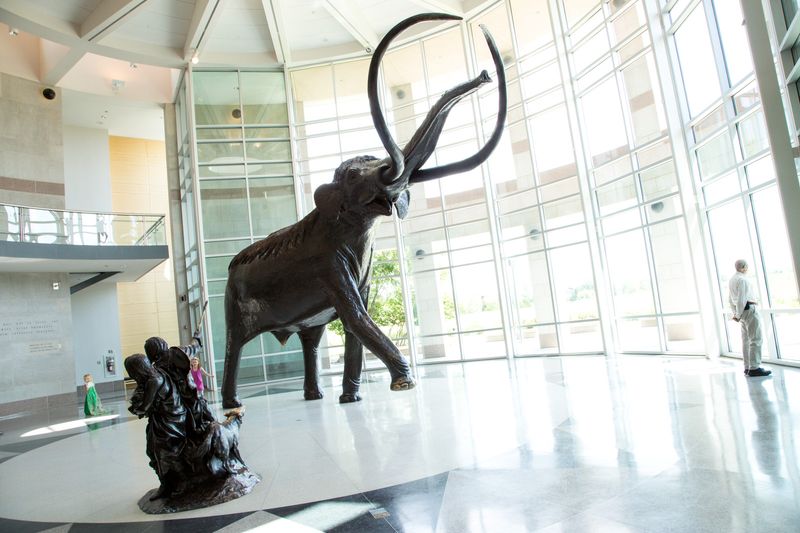 This colossal sculpture greets visitors to the the Sam Noble Museum.