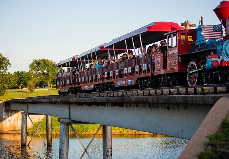Meadowlake Park in Enid offers a variety of attractions for families, including a miniature train ride around the lake.