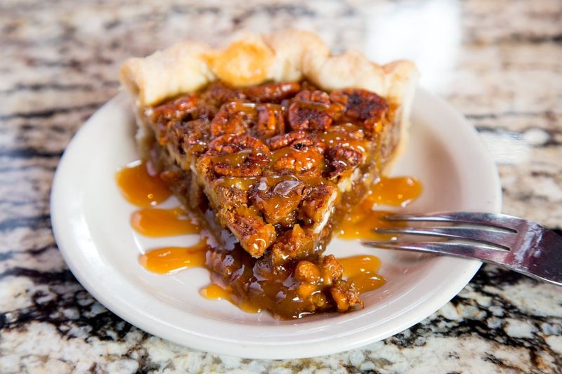 Enjoy Thanksgiving-themed eats from bakeries across Oklahoma, like this pecan pie from Two Frogs Grill in Ardmore.
