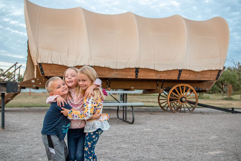 Kids will have a blast with an overnight stay in one of the Conestoga wagons at Orr Family Farm in Oklahoma City.