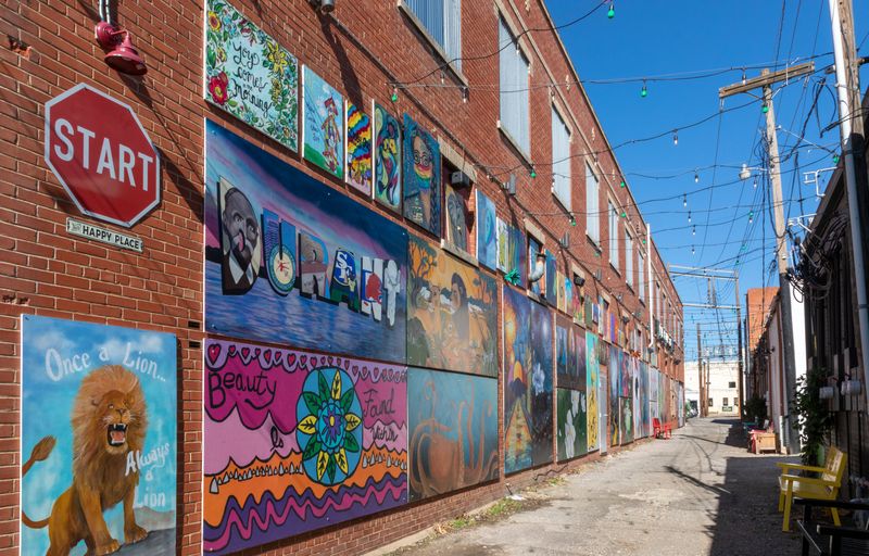 Take a walk through a vibrant outdoor gallery when you visit the Magnolia Mile Art Alley in Durant.