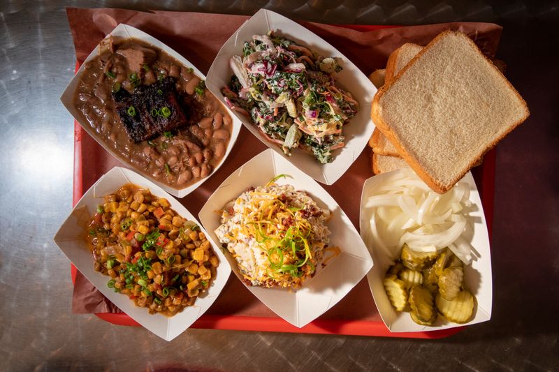 Order a side of slaw, beans, potatoes or roasted corn at Phat Tabb's BBQ in Idabel.