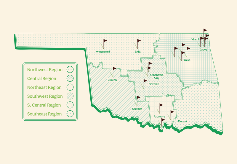 Experience 18 of the state's premier golf courses as you make your way through the Oklahoma Golf Trail.
