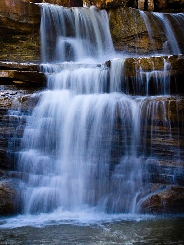 The spillway from Lake Bluestem creates wonderful cascades in Pawhuska.