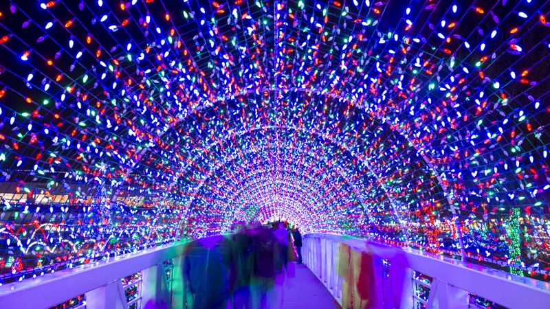 This gorgeous bridge displays thousands of shimmering lights each holiday season at Rhema Christmas Lights in Broken Arrow.